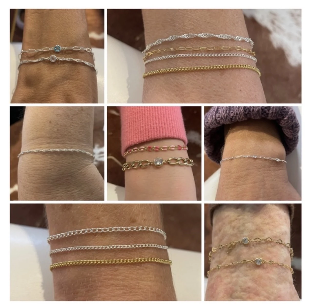 Permanent jewelry bracelets custom fitted by Golden Keepsake Co.
