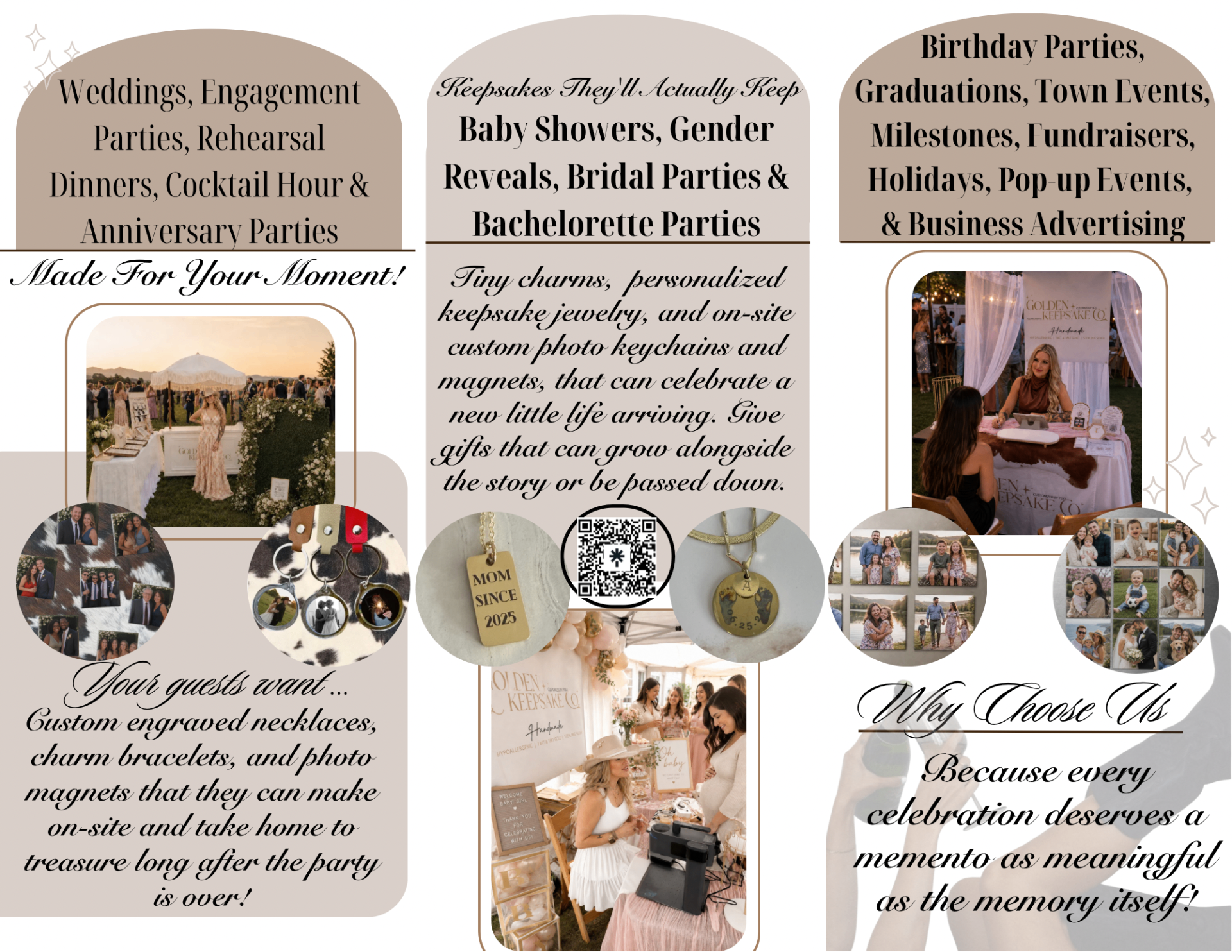 Golden Keepsake Co. pamphlet front with event photos